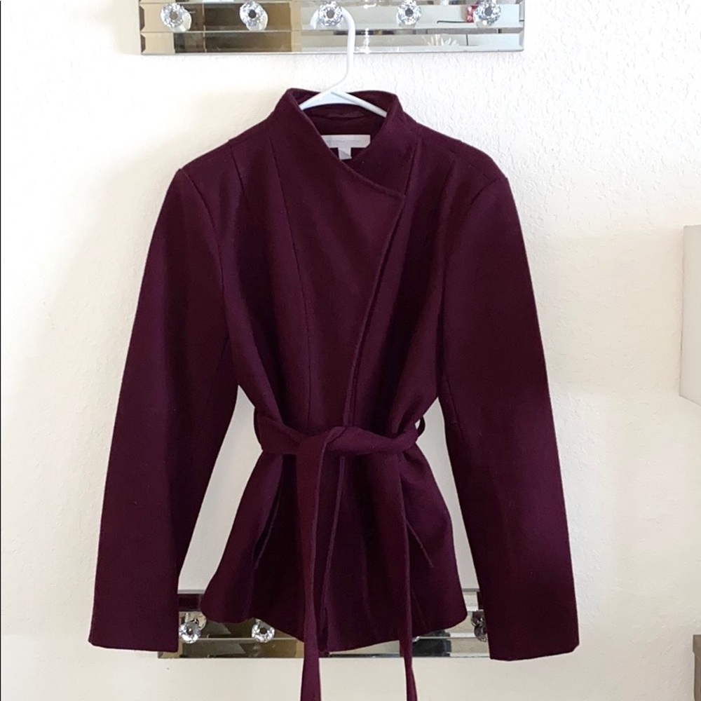 New York and Co Maroon Belted Coat size M